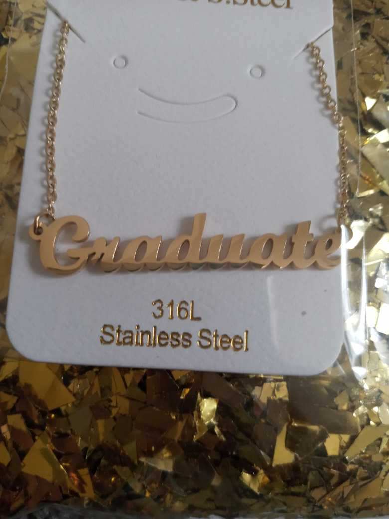 &quot;Graduate&quot; Customized Fashion Stainless Steel Necklace Pendant - 35cm Length