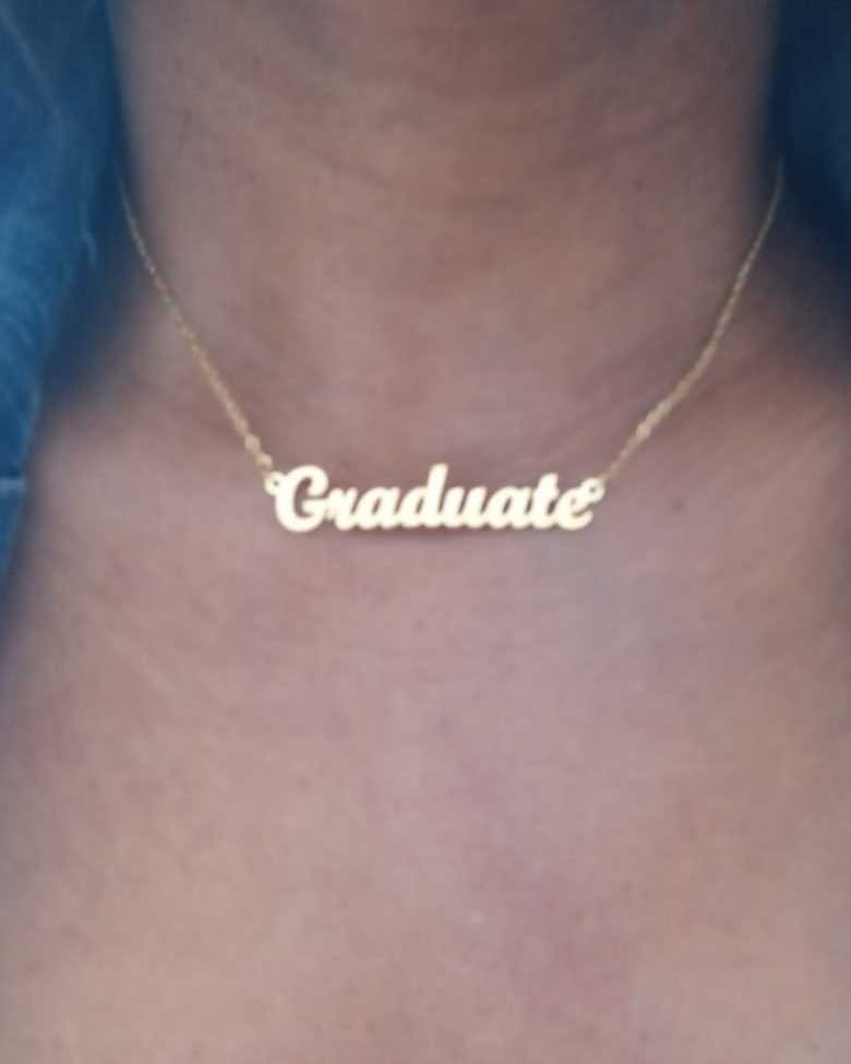 &quot;Graduate&quot; Customized Fashion Stainless Steel Necklace Pendant - 35cm Length